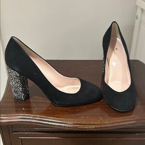 Kate Spade Elegant Black Glitter Heel Pumps